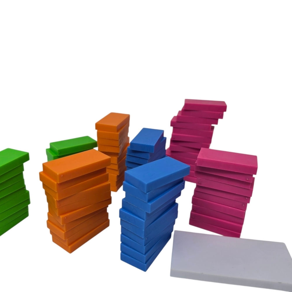 H5 Domino's Set Bright Colors Green Pink Blue Orange Larger White Block